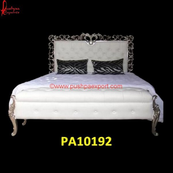 Tufted White Metal Luxury King Bed PA10192 White Metal King Bed, White Metal Queen Bed, Wood Carved Beds, Wood Carving Bed, Antique Hand Carved Bed, Antique White Metal Bed, Queen Size White Metal Bed, Carved Antique Bed, Carved.jpg