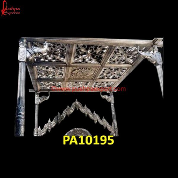 Silver Canopy Carved Bed PA10195 Wood Carving Bed, Antique Hand Carved Bed, Antique White Metal Bed, Queen Size White Metal Bed, Carved Antique Bed, Carved Bedroom Furniture, Carved Wooden Bed Head, Classic White Metal.jpg