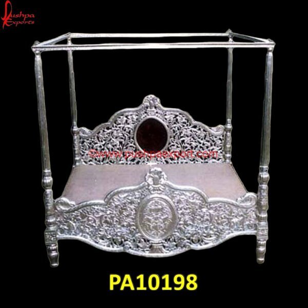 Queen Size White Metal Bed with Canopy PA10198 Queen Size White Metal Bed, Carved Antique Bed, Carved Bedroom Furniture, Carved Wooden Bed Head, Classic White Metal Bed, Lotus Carved Headboard, Modern White Metal Bed Frame, Queen.jpg