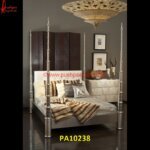 Silver Four Poster Queen Size Bed