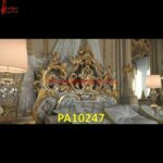 Brass Coated Wooden Carved Headboard