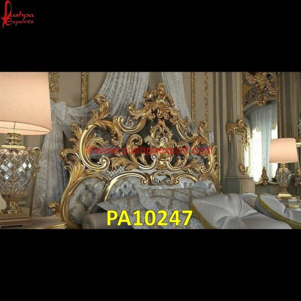 Brass Coated Wooden Carved Headboard PA10247 Silver Bed, Silver Bed Frame, White Bed Frame King Size, White Bed Frame Queen Size, White Metal Bed Frame, Antique Carved Headboard, Carved Bed, Carved Bed Frame, Carving Bed, Metal Bed.jpg