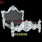 King size White Metal Carved Bed