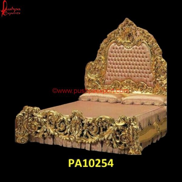 Majestic Gold Hand Carved Floral & Tufted Bed PA10254 Carved Bed Frame, Carving Bed, Full Size White Metal Bed, Hand Carved Bed, Hand Carved Wooden Beds, King Size Carved Headboard, Silver Canopy Bed, Vintage White Metal Bed Frame, White.jpg