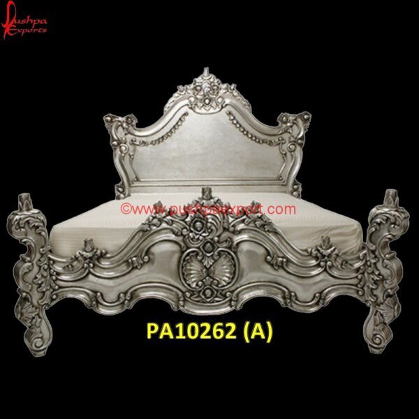 Silver Coated Wood Carving Bed PA10262 (A) White Metal Queen Bed, Wood Carved Beds, Wood Carving Bed, Antique Hand Carved Bed, Antique White Metal Bed, Queen Size White Metal Bed, Carved Antique Bed, Carved Bedroom Furniture.jpg