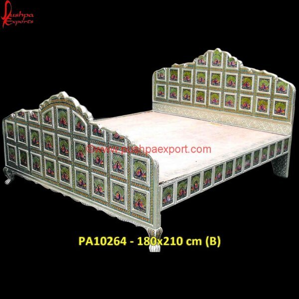 PA10264 (B) Queen Size White Metal Bed, Carved Antique Bed, Carved Bedroom Furniture, Carved Wooden Bed Head, Classic White Metal Bed, Lotus Carved Headboard, Modern White Metal Bed Frame, Queen.jpg