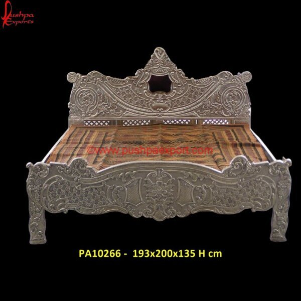 Floral Carved White Metal Bed Frame PA10266 Carved Bedroom Furniture, Carved Wooden Bed Head, Classic White Metal Bed, Lotus Carved Headboard, Modern White Metal Bed Frame, Queen Size White Metal Bed, Rustic White Metal Bed Frame.jpg