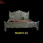 White Metal Finely Carved King Size Bed