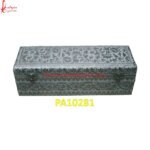 Rectangle White Metal Box with Floral Design