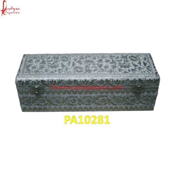 Rectangle White Metal Box with Floral Design PA10281 White Metal Chest, White Metal Dry Fruit Box, White Metal Gift Articles, White Metal Gift Items, White Metal Gifts, White Metal Handicrafts, White Metal Items, White Metal Jewelry Box.jpg