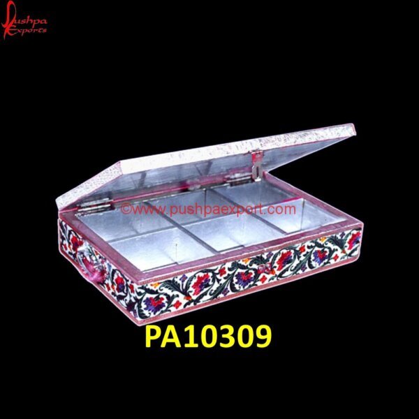 Six Chamber White Metal Dry Fruit Box PA10309 White Metal Decorative Box, White Metal Rectangle Box, White Metal Ring Box, White Metal Trinket Box, Metal Decorative Boxes, White Metal Box, White Metal Chest, White Metal Dry Fruit Box.jpg