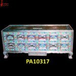 White Metal Chest with Traditional Meenakari Animal Painting Work