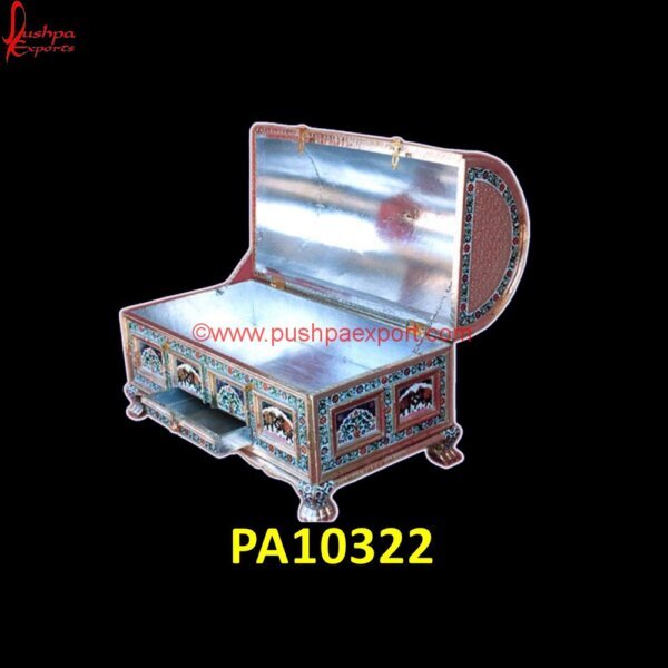 White Metal Meenakari Coated Treasure Box PA10322 White Metal Jewelry Box, Blue And White Metal Box, Hard White Metal Box, White Metal Antique Box, White Metal Decorative Box, White Metal Rectangle Box, White Metal Ring Box, White Metal.jpg