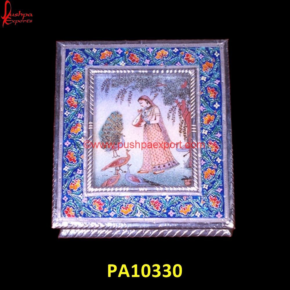 White Metal Meenakari Coated Box with Rajasthani Traditional Art paint PA10330 Metal Decorative Boxes, White Metal Box, White Metal Chest, White Metal Dry Fruit Box, White Metal Gift Articles, White Metal Gift Items, White Metal Gifts, White Metal Handicrafts.jpg White Metal Meenakari Coated Box with Rajasthani Traditional Art paint PA10330 Metal Decorative Boxes, White Metal Box, White Metal Chest, White Metal Dry Fruit Box, White Metal Gift Articles, White Metal Gift Items, White Metal Gifts, White Metal Handicrafts.jpg