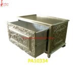 White Metal Box with Floral Sliding Drawer