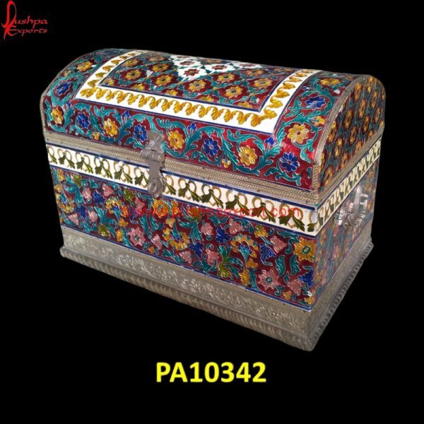 Blue And White Meenakari Metal Sandook Box PA10342 White Metal Antique Box, White Metal Decorative Box, White Metal Rectangle Box, White Metal Ring Box, White Metal Trinket Box, Metal Decorative Boxes, White Metal Box, White Metal Chest.jpg