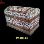 White Metal Barrel Box with Meenakari Carving