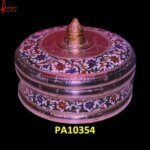 Meenakari White Metal Round Box