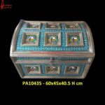 Peacock Pattern White Metal Storage Box