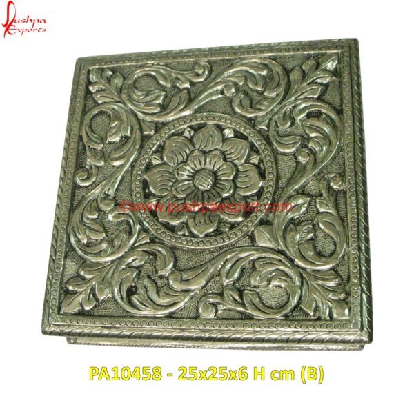 PA10458 (B) White Metal Antique Box, White Metal Decorative Box, White Metal Rectangle Box, White Metal Ring Box, White Metal Trinket Box, Metal Decorative Boxes, White Metal Box, White Metal Chest.jpg