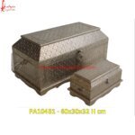 White Metal Chest with Floral Embossing