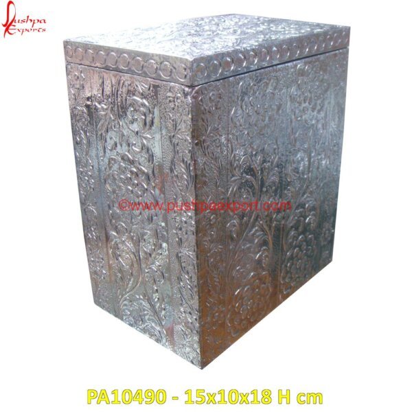 Carved White Metal Storage Box with Floral Pattern PA10490 Hard White Metal Box, White Metal Antique Box, White Metal Decorative Box, White Metal Rectangle Box, White Metal Ring Box, White Metal Trinket Box, Metal Decorative Boxes, White Metal Box.jpg