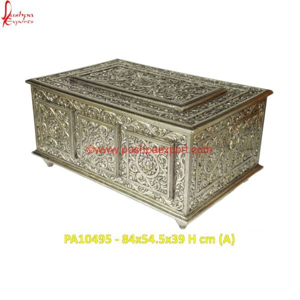 Heavy Floral Carved White Metal Chest PA10495 (A) White Metal Gift Articles, White Metal Gift Items, White Metal Gifts, White Metal Handicrafts, White Metal Items, White Metal Jewelry Box, Blue And White Metal Box, Hard White Metal Box.jpg