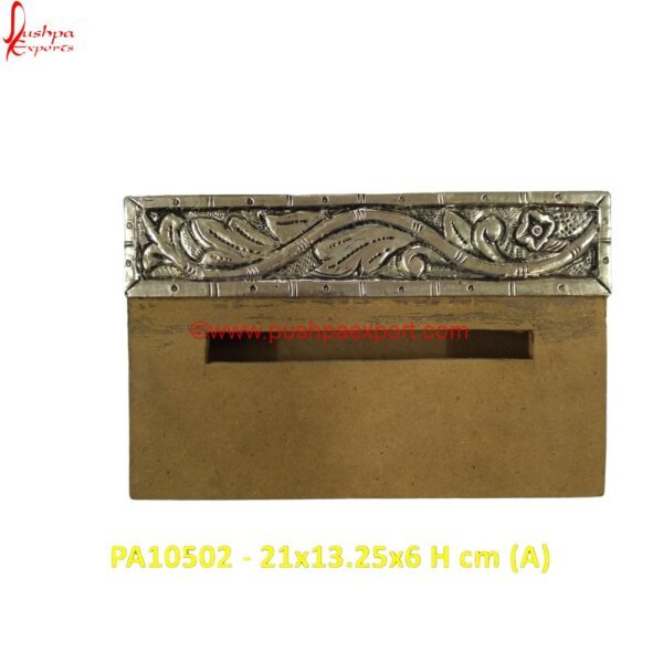 Carved Silver Plated Wooden Tissue Paper Box PA10502 (A) White Metal Chest, White Metal Dry Fruit Box, White Metal Gift Articles, White Metal Gift Items, White Metal Gifts, White Metal Handicrafts, White Metal Items, White Metal Jewelry Box.jpg