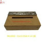 Carved Silver Plated Wooden Tissue Paper Box