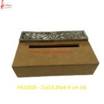 Floral Carving Silver Plated Wooden Tissue Box