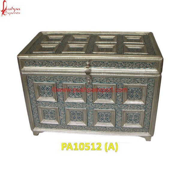 White Metal Chest with Heavy Minakari PA10512 (A) Hard White Metal Box, White Metal Antique Box, White Metal Decorative Box, White Metal Rectangle Box, White Metal Ring Box, White Metal Trinket Box, Metal Decorative Boxes, White Metal Box.jpg