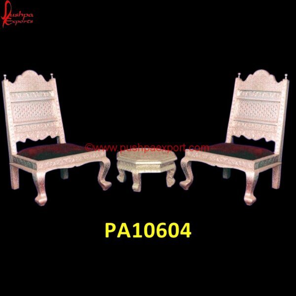 Low Seating Silver Chair Set with Chowki PA10604 Dining Chairs With Silver Legs, Hand Carved Chair, Hand Carved Wooden Chairs, Silver Accent Chair, Silver Dining Chairs, Silver Metal Chairs, Silver Throne Chair, Silver Vanity Chair.jpg