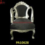 Carved Floral Silver Chair