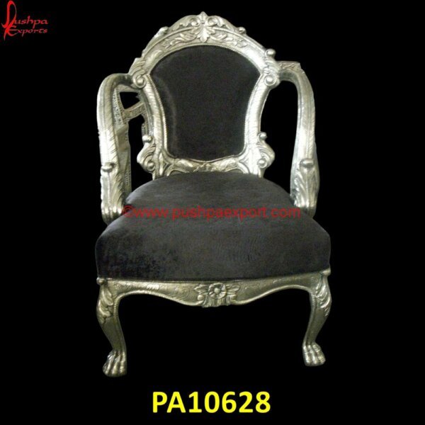 Carved Floral Silver Chair PA10628 White Metal Armchair, White Metal Bar Chairs, White Metal Chairs Set Of 2, White Metal Chairs Set Of 4, White Metal Chowki, White Metal Dining Room Chairs, White Metal Embossed Furniture.jpg