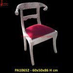 Rams Head White Metal Chair with Velvet Fabric