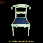 Meenakari White Metal Rams Head Chair