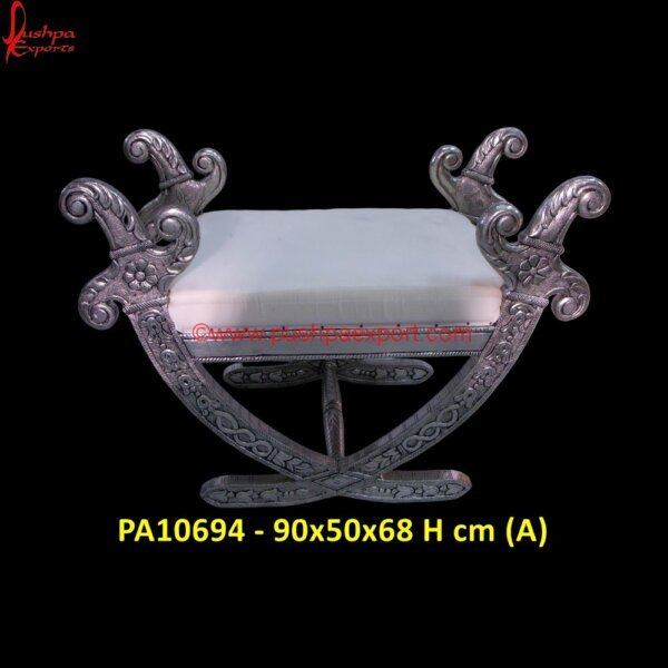 White Metal Roman Chair PA10694 (A) Dining Chairs With Silver Legs, Hand Carved Chair, Hand Carved Wooden Chairs, Silver Accent Chair, Silver Dining Chairs, Silver Metal Chairs, Silver Throne Chair, Silver Vanity Chair.jpg