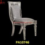 Silver Metal Carved Dining Chair without Arms