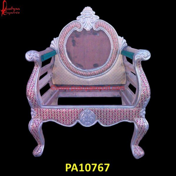 Meenakari Silver Gold Chair PA10767 White Metal Dining Room Chairs, White Metal Embossed Furniture, White Metal Furniture Udaipur, Silver Chairs, The Silver Chair, White Metal Chairs, Antique Carved Chair, Antique Carved.jpg