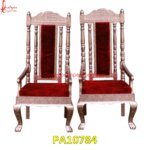 Silver Carved Chair with Red Velvet Fabric