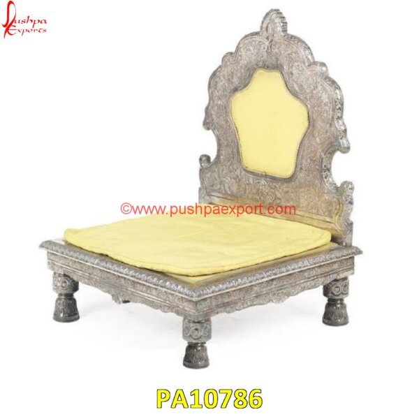 Low Seating Chair For Mandap PA10786 Silver Dining Chairs, Silver Metal Chairs, Silver Throne Chair, Silver Vanity Chair, Silver Velvet Chair, White And Silver Accent Chair, White Metal Dining Chairs, Antique Carved Lion.jpg