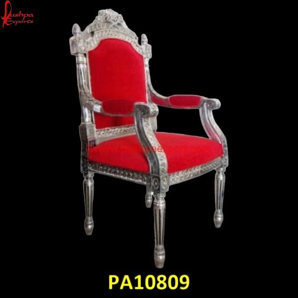 Royal White Metal Carved Chair with Red Velvet PA10809 White Metal And Wood Dining Chairs, White Metal Armchair, White Metal Bar Chairs, White Metal Chairs Set Of 2, White Metal Chairs Set Of 4, White Metal Chowki, White Metal Dining Room.jpg