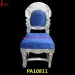 Antique Silver Chair with Blue Velvet