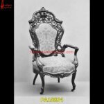 Majestic Silver Chair with Floral Design