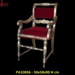 White Metal Chair with Red Velvet