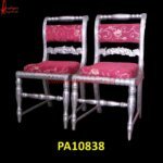 Silver Coated Chair with Floral Strip