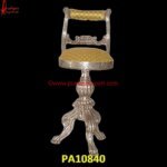 Carved Silver Bar Stool With Backrest