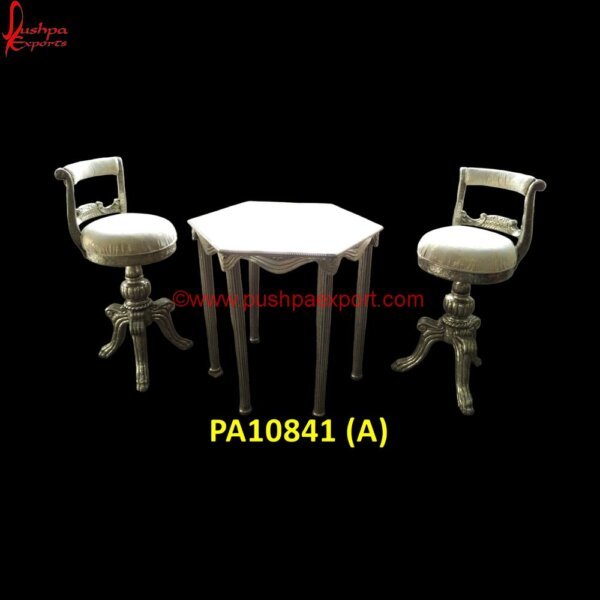 Royal Silver Bar Stool with Table PA10841 (A) High Back Carved Wooden Chair, Indian Carved Wooden Chairs, Silver Wing Back Chair, Victorian Carved Chair, Vintage White Metal Chairs, White Metal And Wood Dining Chairs, White Metal.jpg