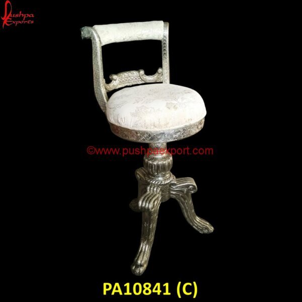 PA10841 (C) Silver Wing Back Chair, Victorian Carved Chair, Vintage White Metal Chairs, White Metal And Wood Dining Chairs, White Metal Armchair, White Metal Bar Chairs, White Metal Chairs Set Of 2.jpg