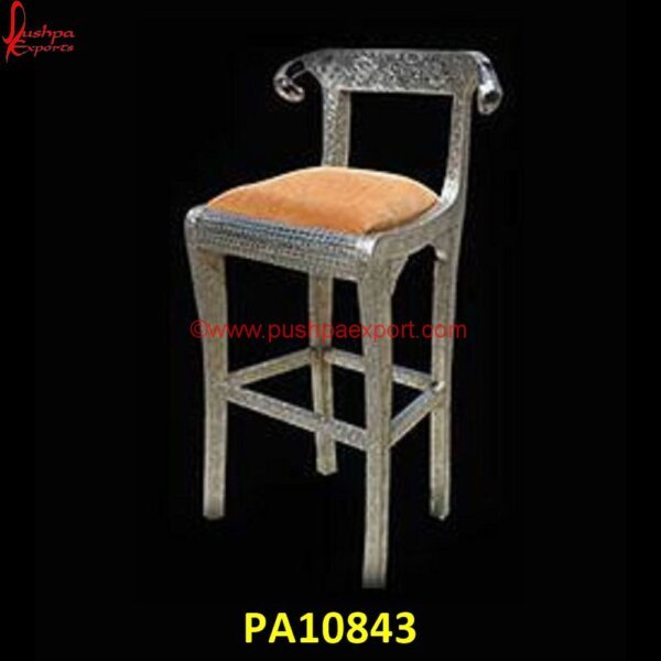 White Metal Bar Stool with Rams Head PA10843 White Metal And Wood Dining Chairs, White Metal Armchair, White Metal Bar Chairs, White Metal Chairs Set Of 2, White Metal Chairs Set Of 4, White Metal Chowki, White Metal Dining Room.jpg